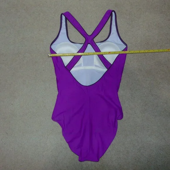 Speedo Purple Black Trim Swimsuit 16 - Picture 7 of 7